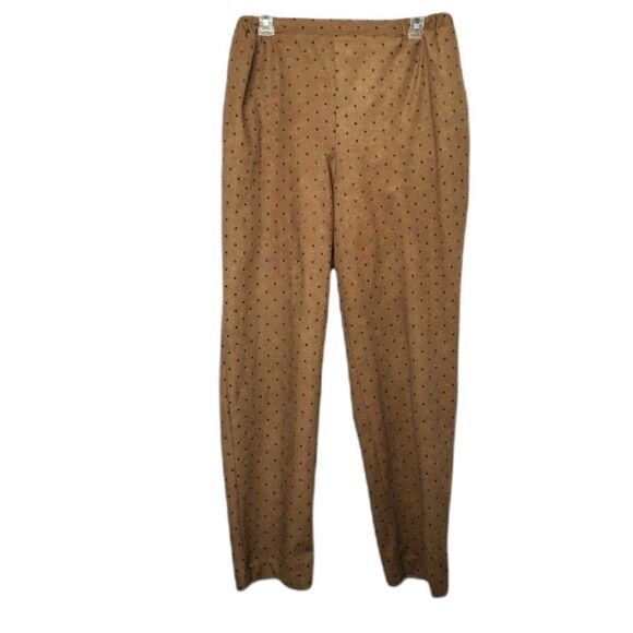 VINTAGE 80s/90s CACHE pants tan high waist textured dot pull‎ on M - Picture 1 of 12